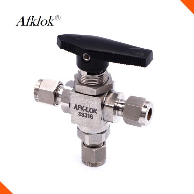 AFK 3000 PSI High Pressure Ferrule OD Connect Control Valve Stainless Steel 3 Way Ball Valve