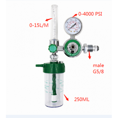 High Quality AFK Oxygen hospital pressure regulator with Flowmeter and humidifier bottle CGA540