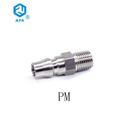 Male thread stainless steel fitting  air hydraulic quick coupling connector PM series 1/8"-1"size