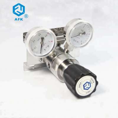 AFK Single Stage Diaphragm  Pition Panel Mounting Stainless Steel  Regulator With Two gauges Applied for Pure Gases, Standard Ga