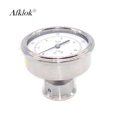 Sanitary Diaphragm Pressure Test Gauge  Manometer 63mm 98mm All Stainless Steel High Precision