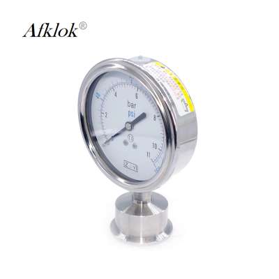 Stainless Steel Oil Filled Pressure Gauge 98mm Sanitary With Diaphragm Seal